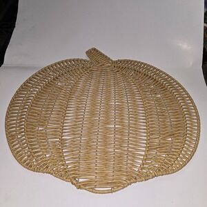 Wicker Flat Pumpkin Serving Board Or Wall Decor 17L X 16Tall